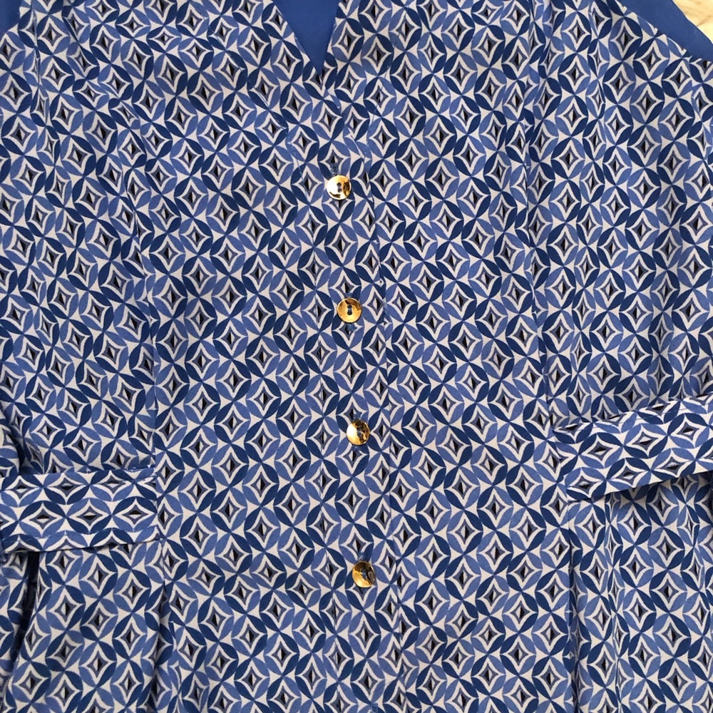 CeCe Geometric Diamond Button Down Collared Flowy… - image 8